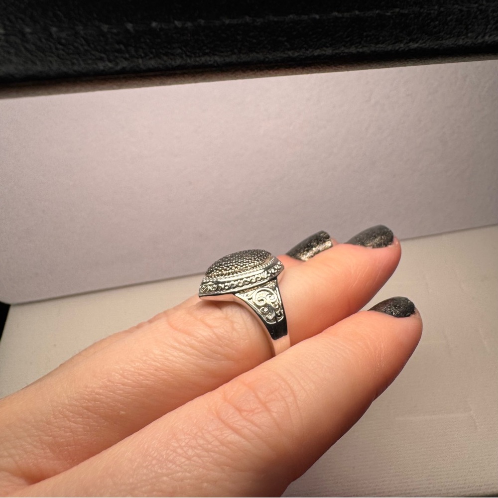 Blue Diamond 925 Sterling Silver Marquise Ring Size 8 - Picture 12 of 14